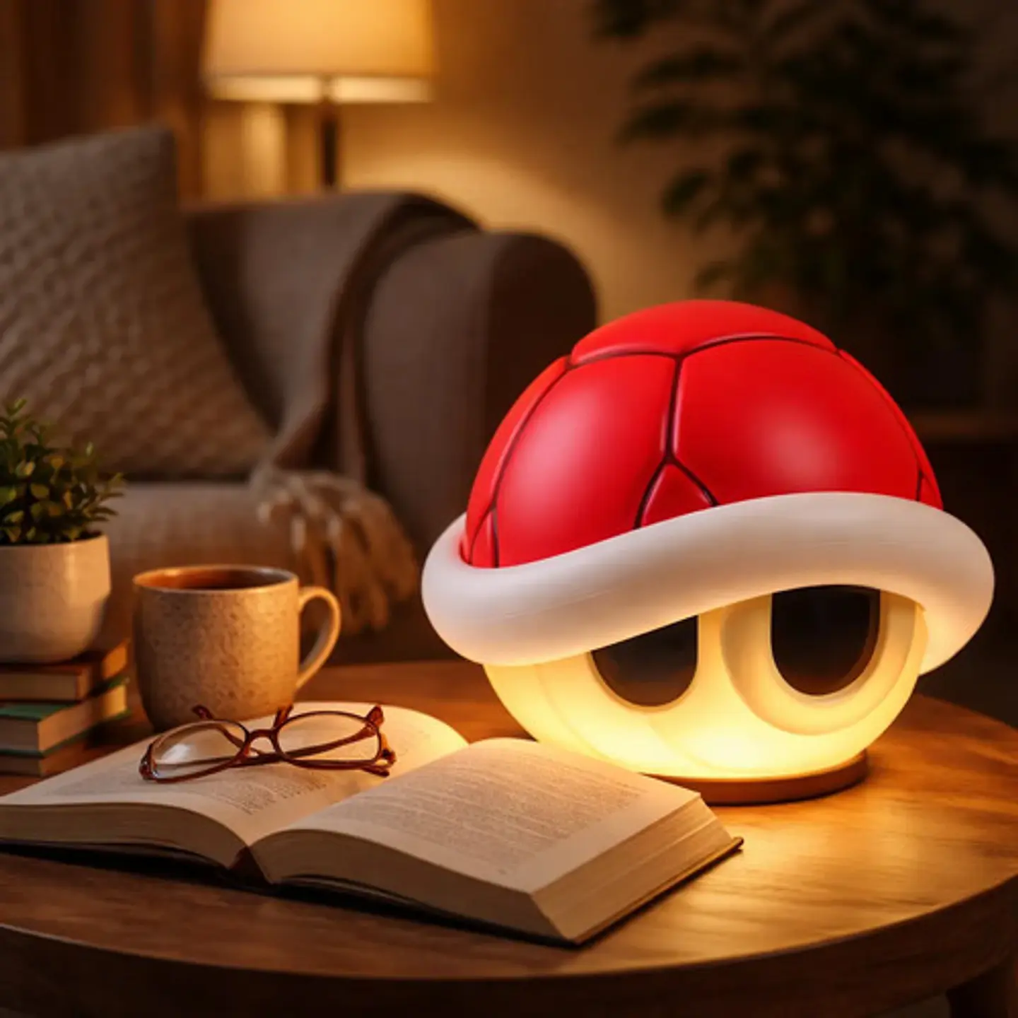 Lampara De Noche Mario Bros Caparazón Verde Con Sonido Rojo 5v 5