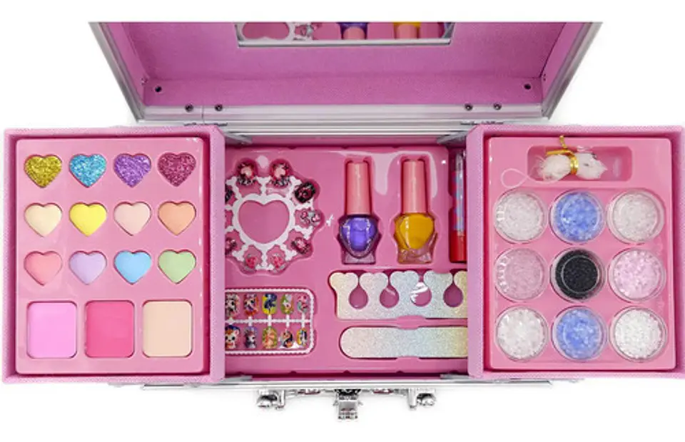 Kit Maquillaje Para Niñas Esmalte Uñas Y Mostacilla Pulseras 3