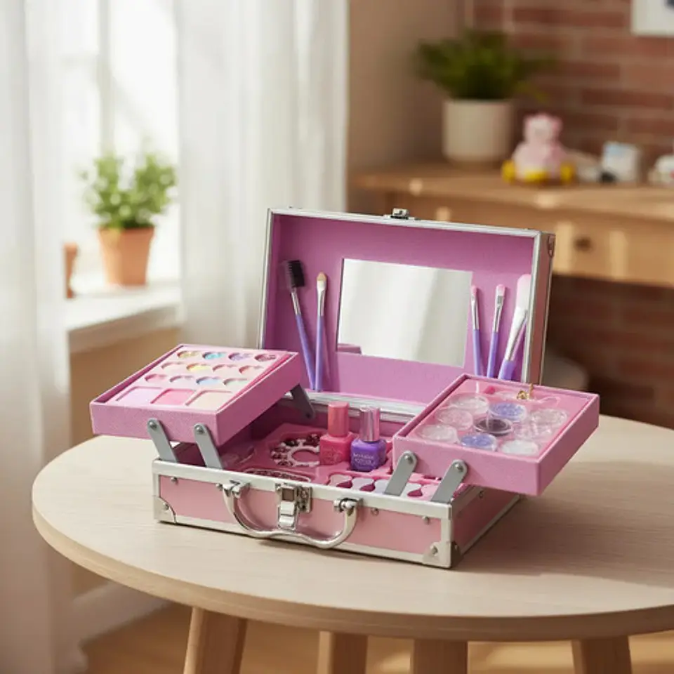Kit Maquillaje Para Niñas Esmalte Uñas Y Mostacilla Pulseras 4
