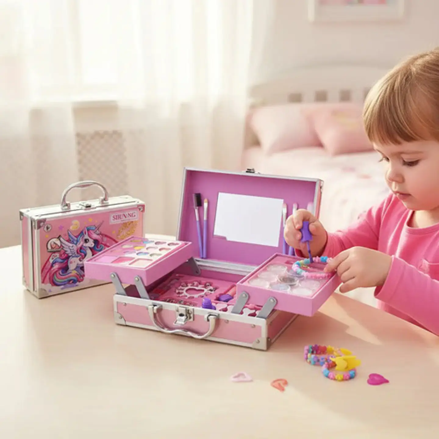 Kit Maquillaje Para Niñas Esmalte Uñas Y Mostacilla Pulseras 7