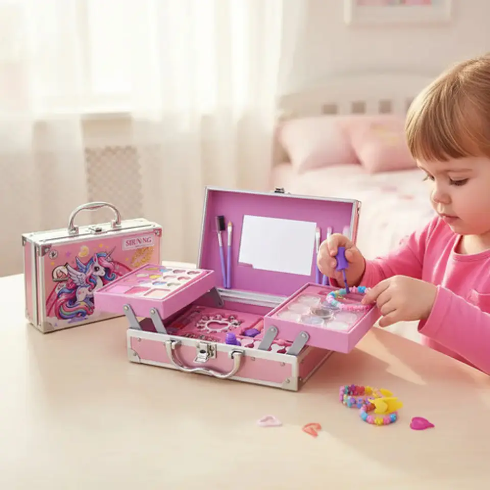 Kit Maquillaje Para Niñas Esmalte Uñas Y Mostacilla Pulseras 7