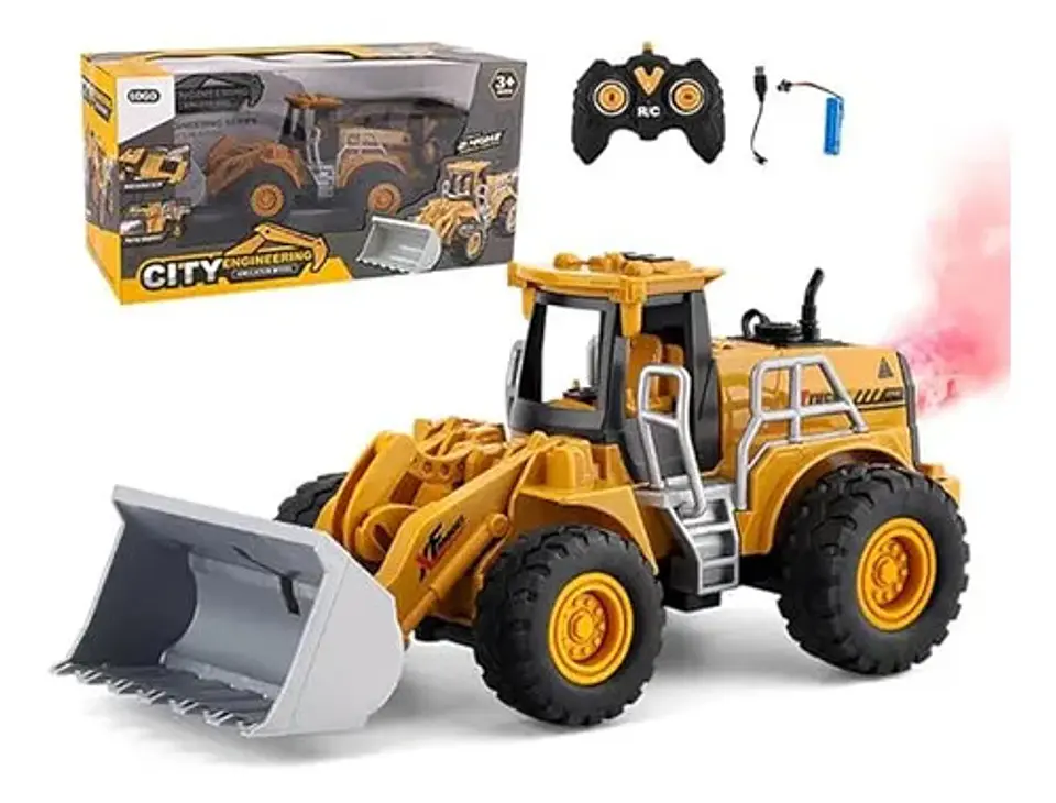Excavadora A Control Remoto Juguete Humo Luces Sonidos Amarillo Excavadora 1