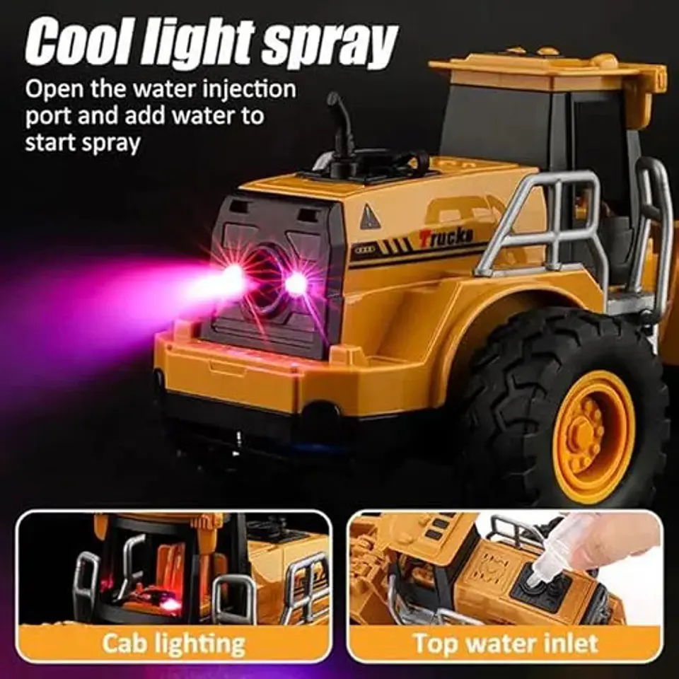 Excavadora A Control Remoto Juguete Humo Luces Sonidos Amarillo Excavadora 2