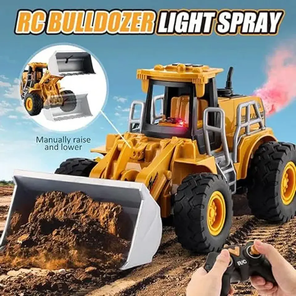 Excavadora A Control Remoto Juguete Humo Luces Sonidos Amarillo Excavadora 3