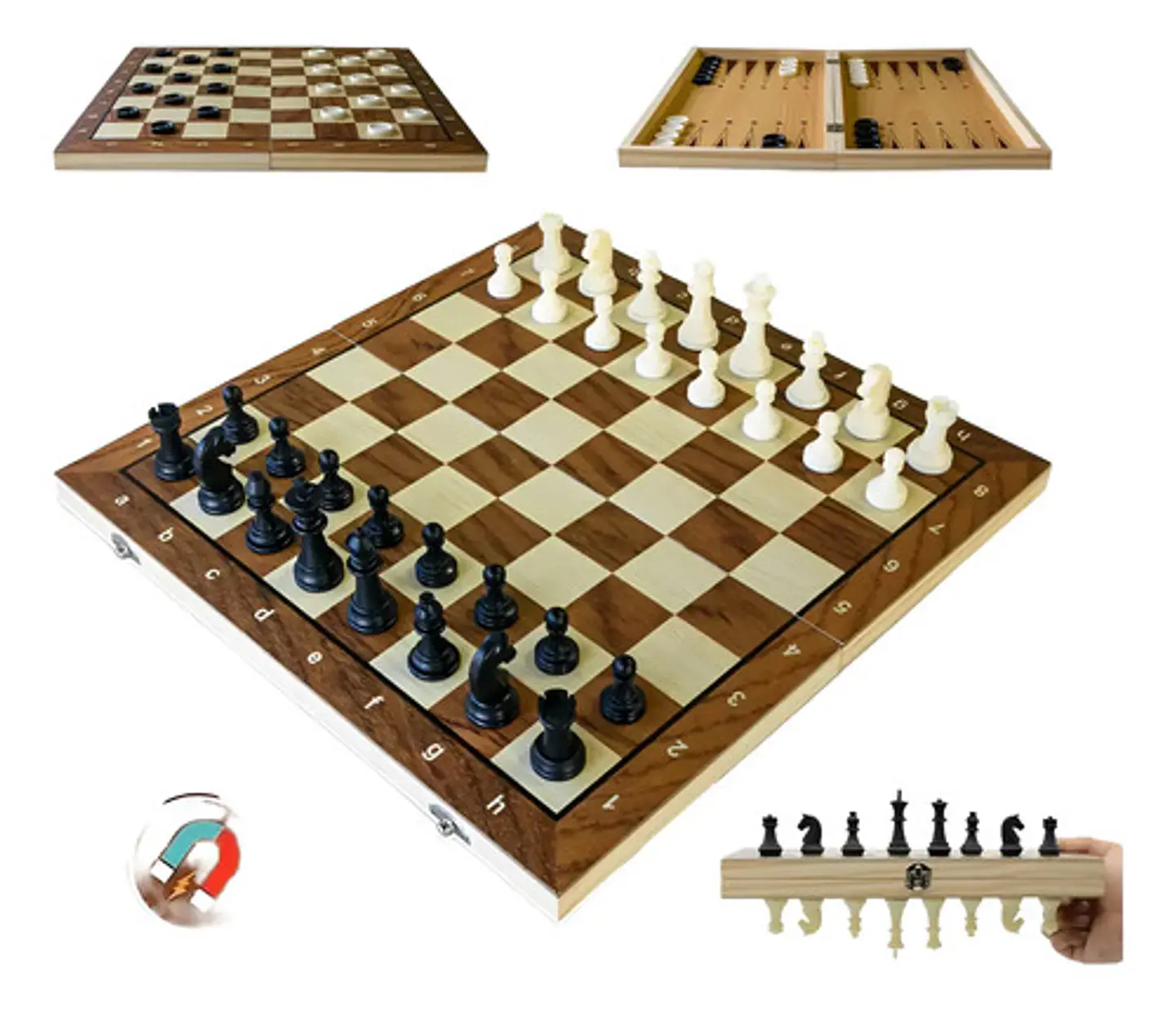 Three One Wood Chess Tablero Magnetism Plegable 39*39 cm 1