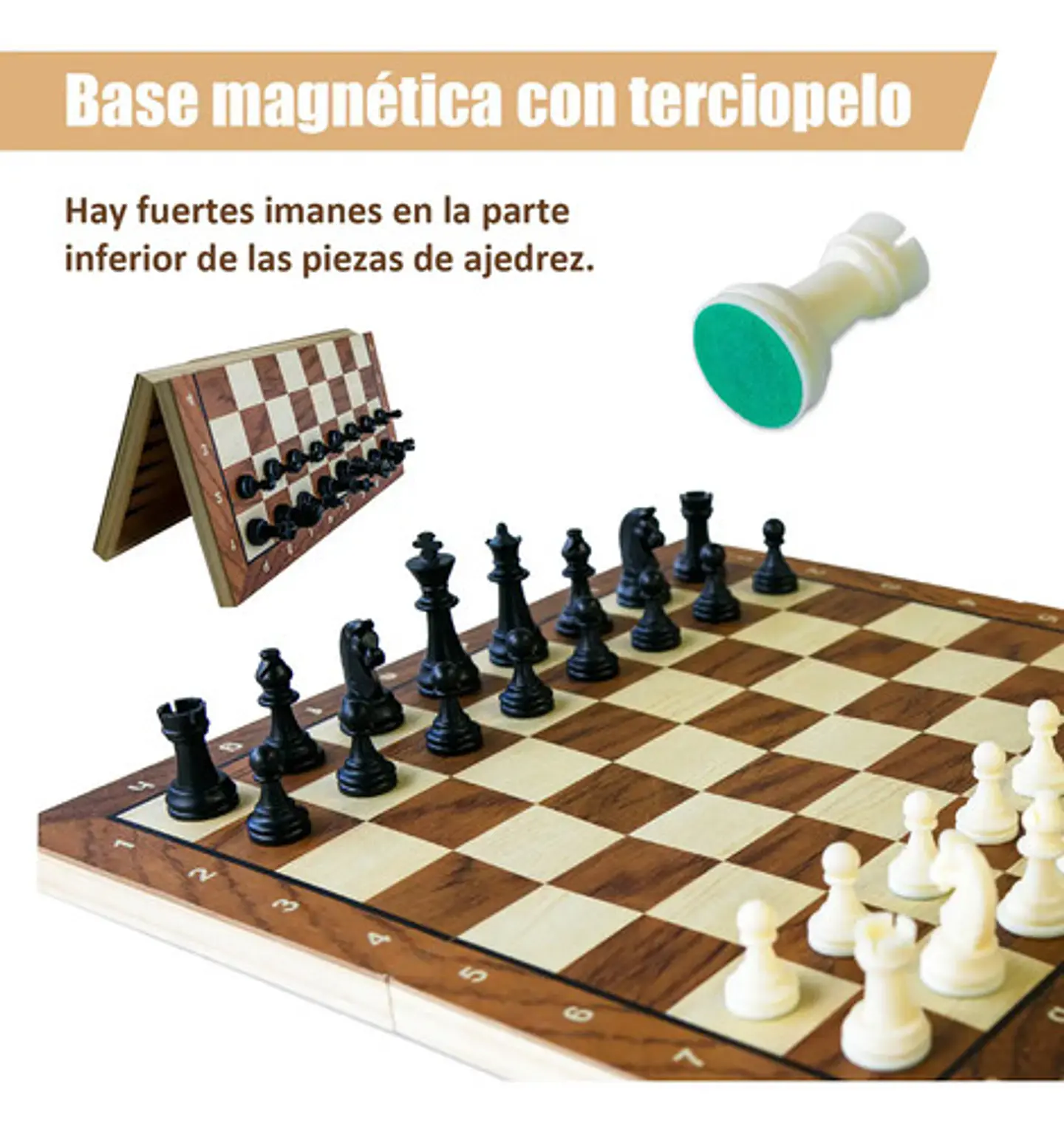 Three One Wood Chess Tablero Magnetism Plegable 39*39 cm 4