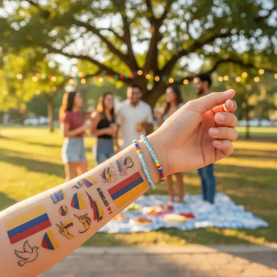 4 Tatuajes Temporales Colombia Bandera Calcomanías Mundial Tricolor Colombia 1