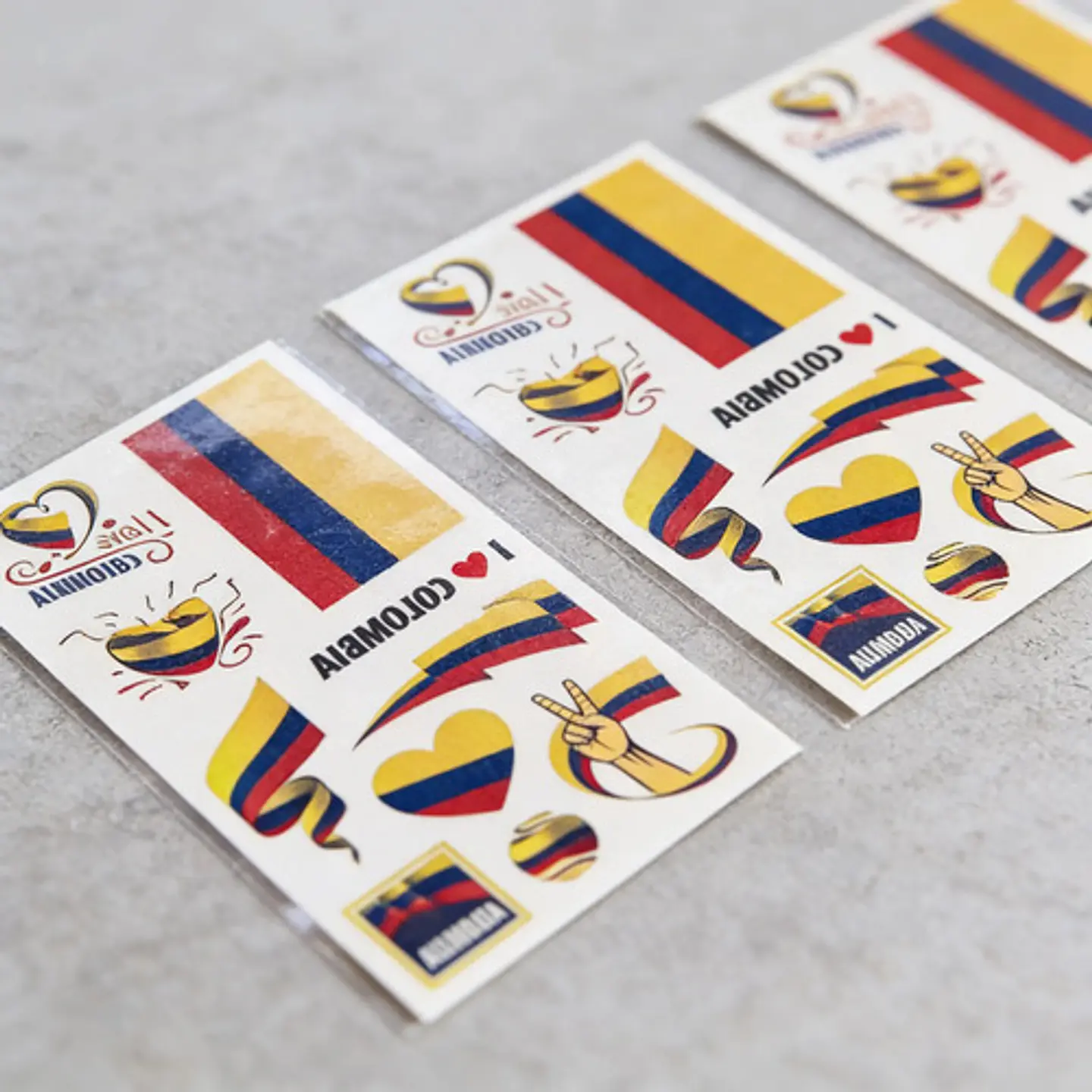 4 Tatuajes Temporales Colombia Bandera Calcomanías Mundial Tricolor Colombia 3