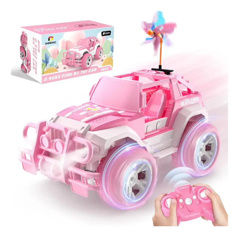 Coche Rc Deerc De42pink Rosa 1:18 Con Luz Led Y Estuche 1