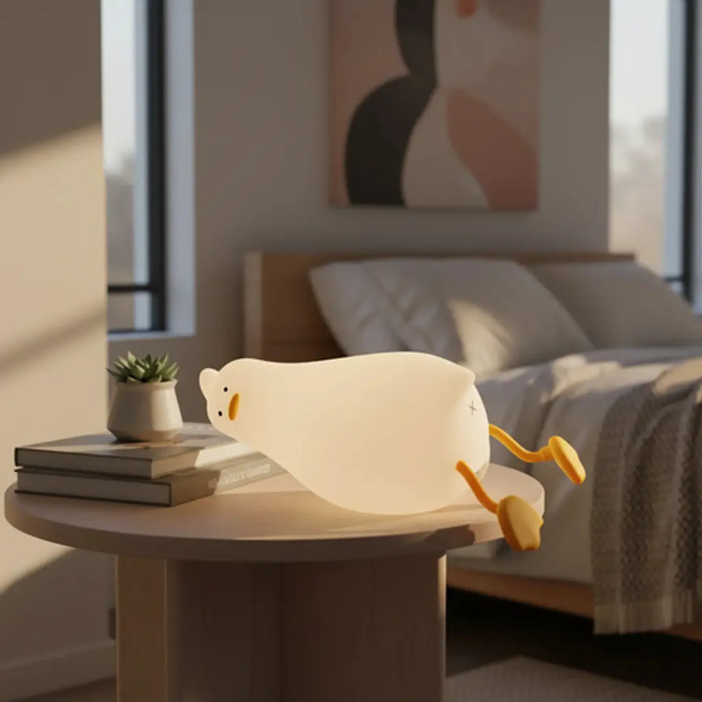 Lampara Silicona Pato Acostado Dormitorio Luz Nocturna Led 1