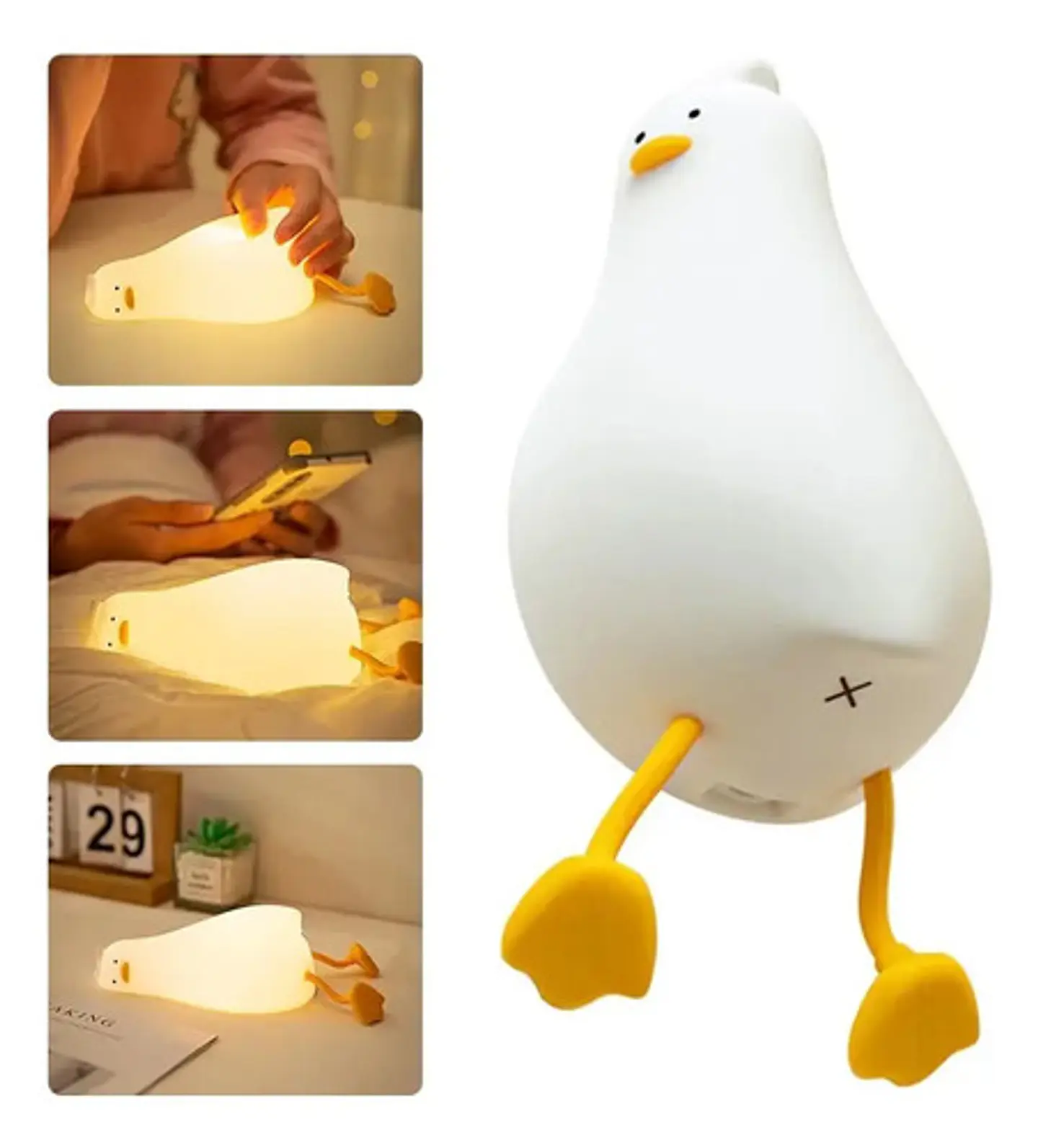 Lampara Silicona Pato Acostado Dormitorio Luz Nocturna Led 2