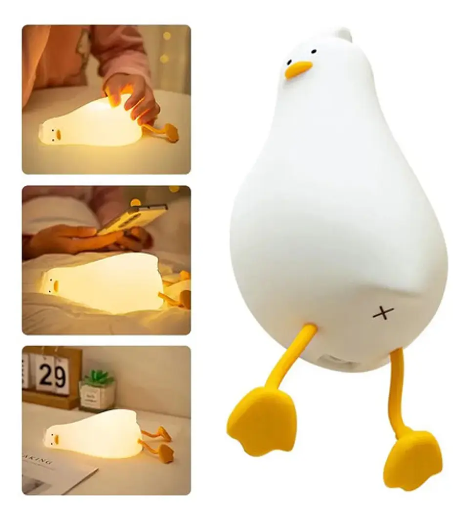 Lampara Silicona Pato Acostado Dormitorio Luz Nocturna Led 2