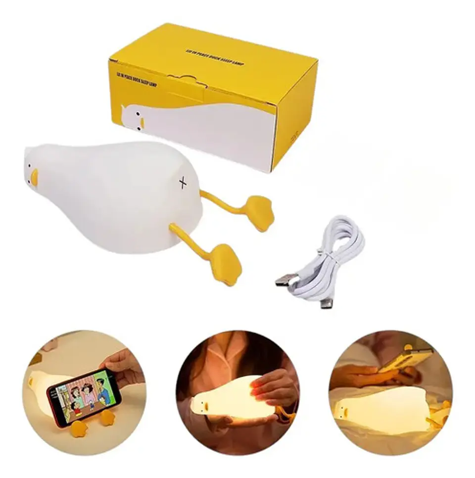 Lampara Silicona Pato Acostado Dormitorio Luz Nocturna Led 4