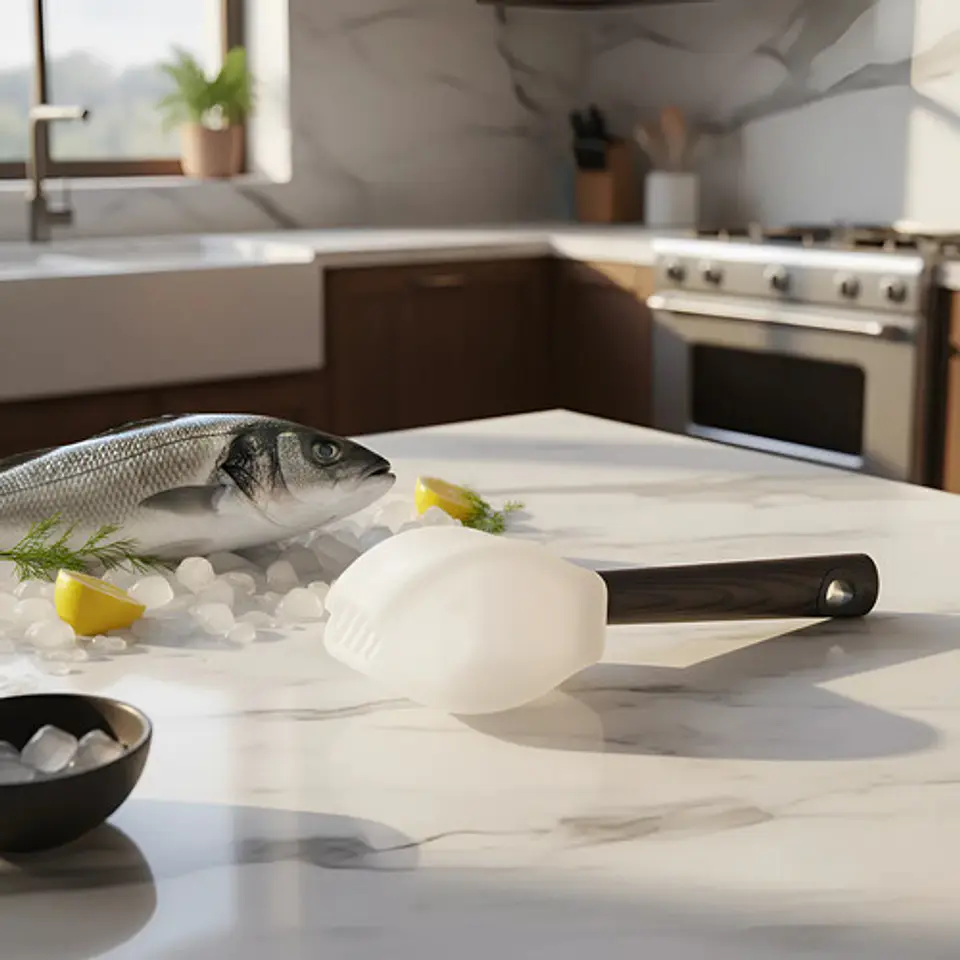 Descamador De Pescado Con Contenedor Mango Tipo Madera 4