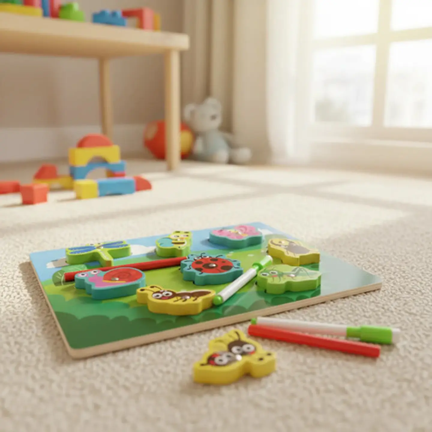 Rompecabezas Enhebrar Pesca Magnética Tablero Marcador Mader 2