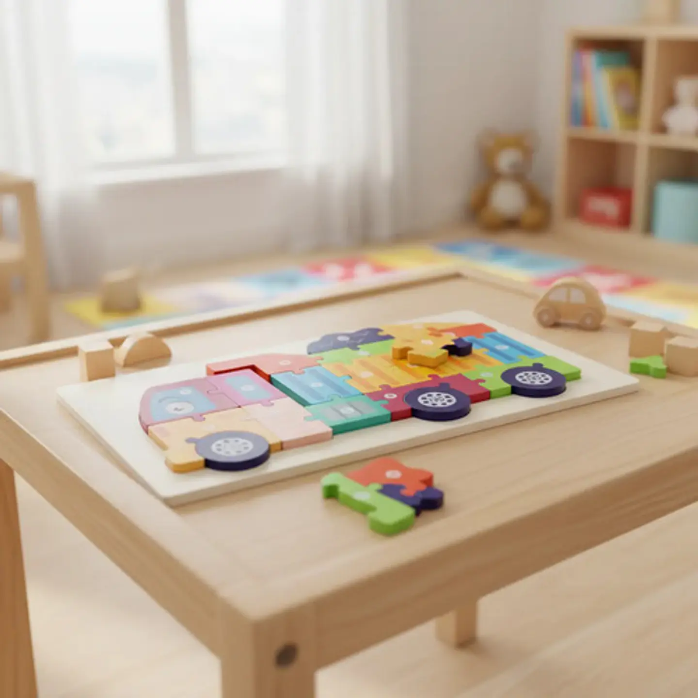 Rompecabezas Madera Infantil  Didactico Medios De Transporte 20