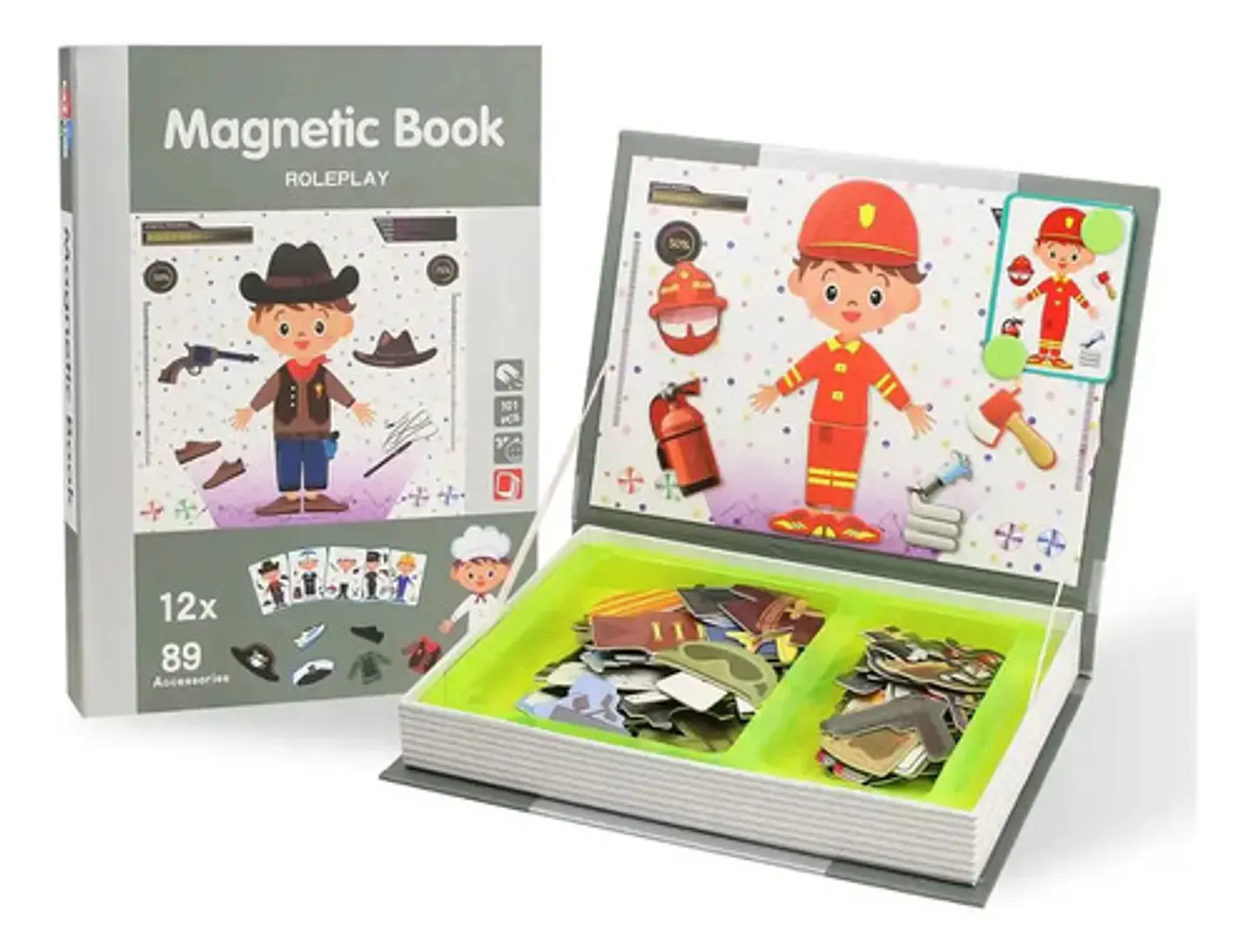 Libro Rompecabezas Magnético Dinosaurios Profesiones Moda 5