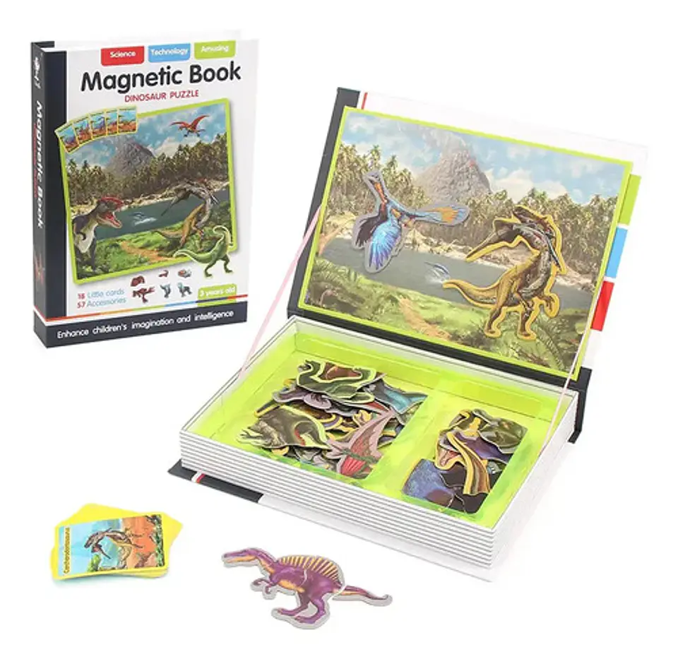 Libro Rompecabezas Magnético Dinosaurios Profesiones Moda 8