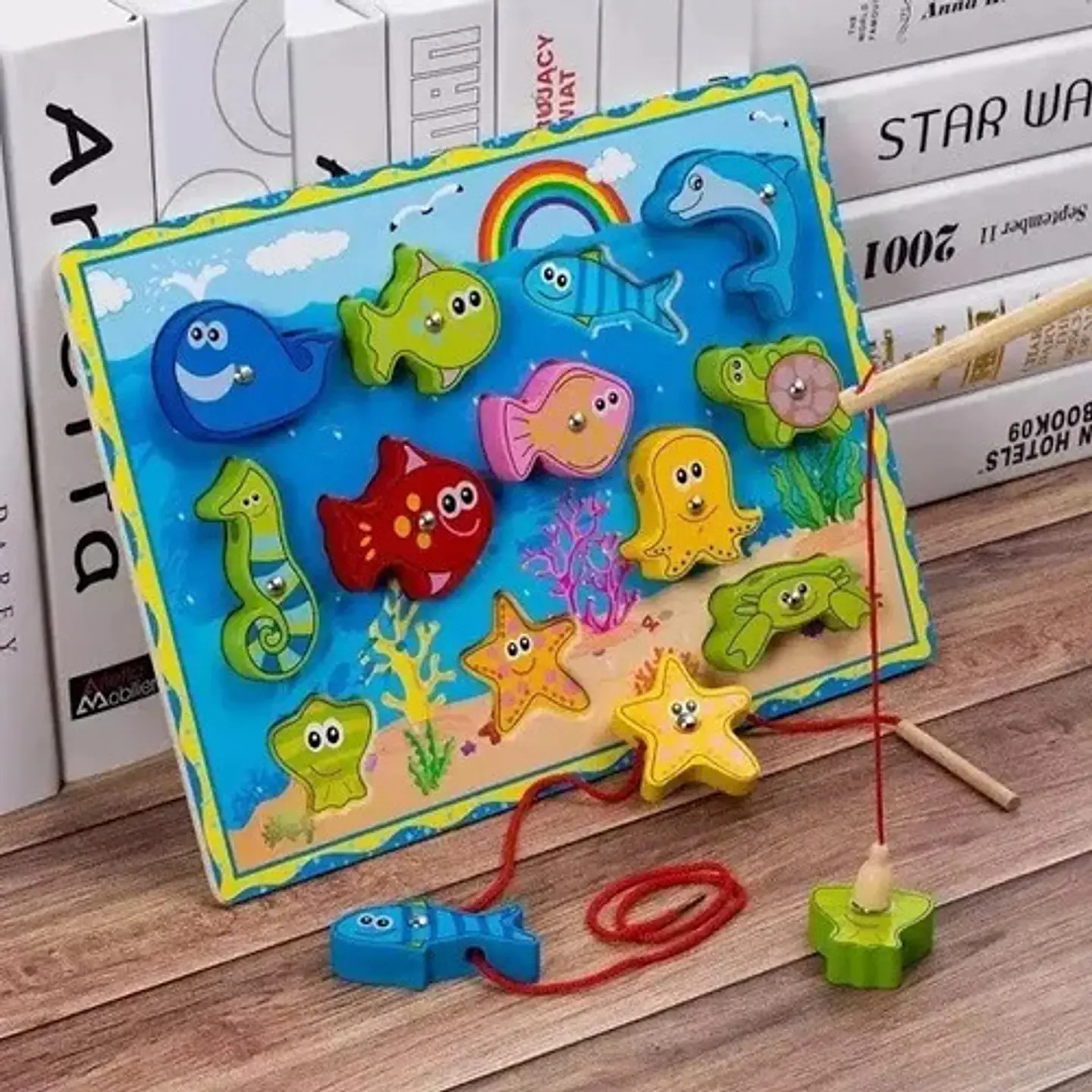Juego Pesca Y Encaje Magnético Madera Puzzle Iman Didáctico 2