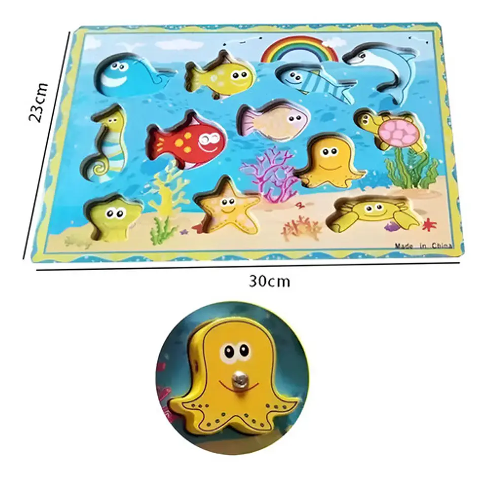 Juego Pesca Y Encaje Magnético Madera Puzzle Iman Didáctico 4