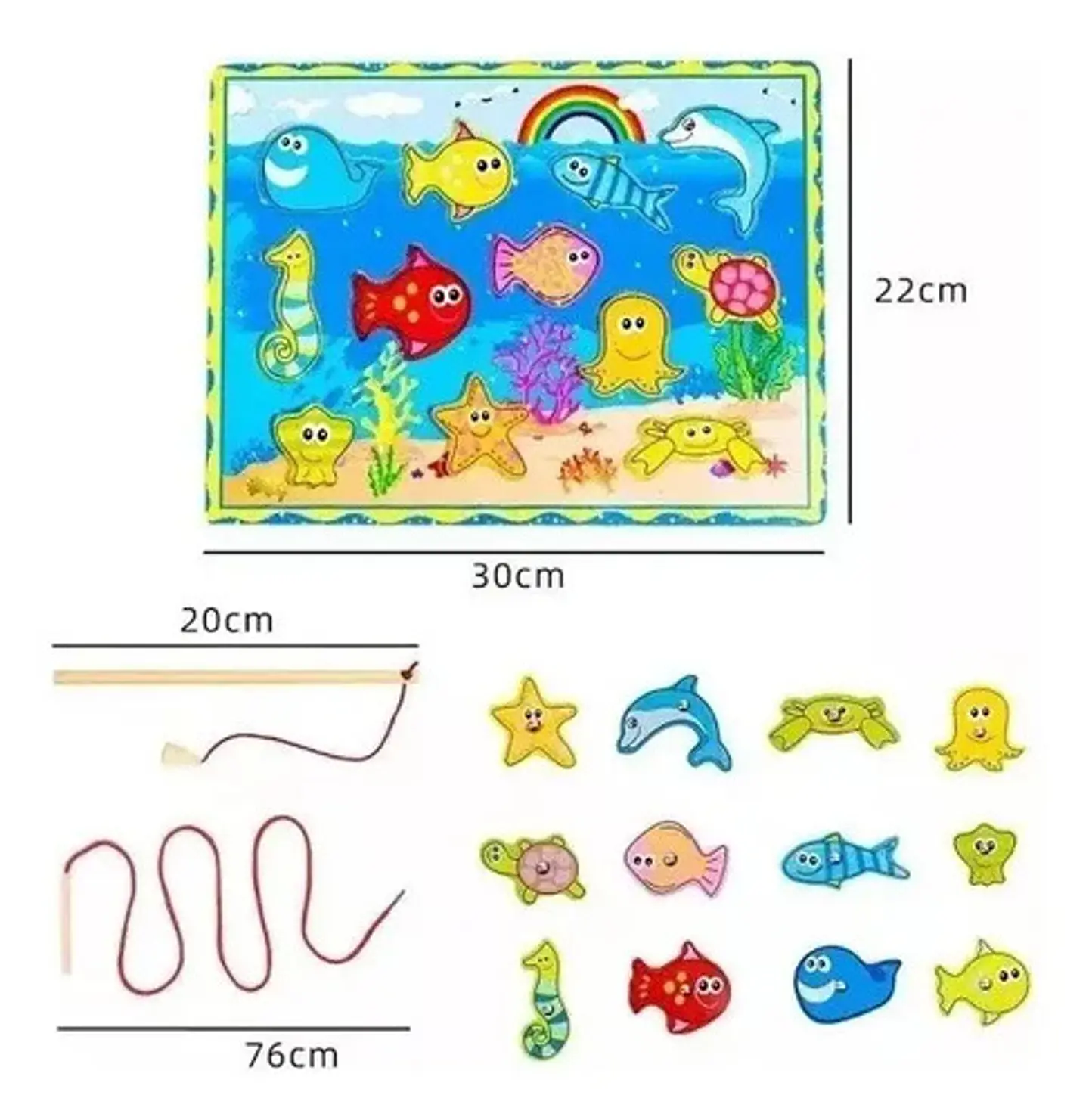 Juego Pesca Y Encaje Magnético Madera Puzzle Iman Didáctico 5