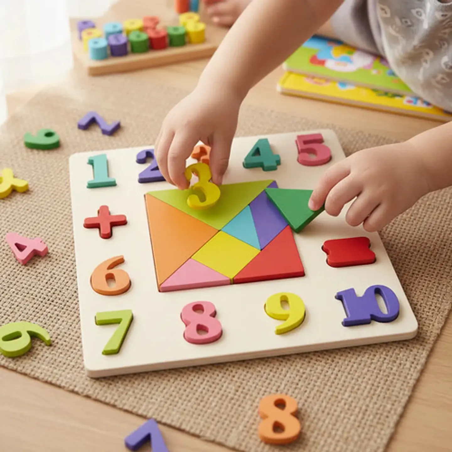 Didáctico De Madera Infantil Rompecabezas Tangram Numeros  1