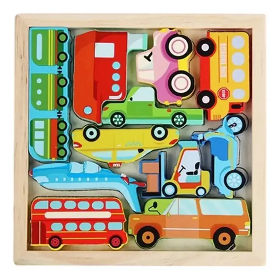 Rompecabezas Didáctico Tangram De Madera Para Niños Carros 1