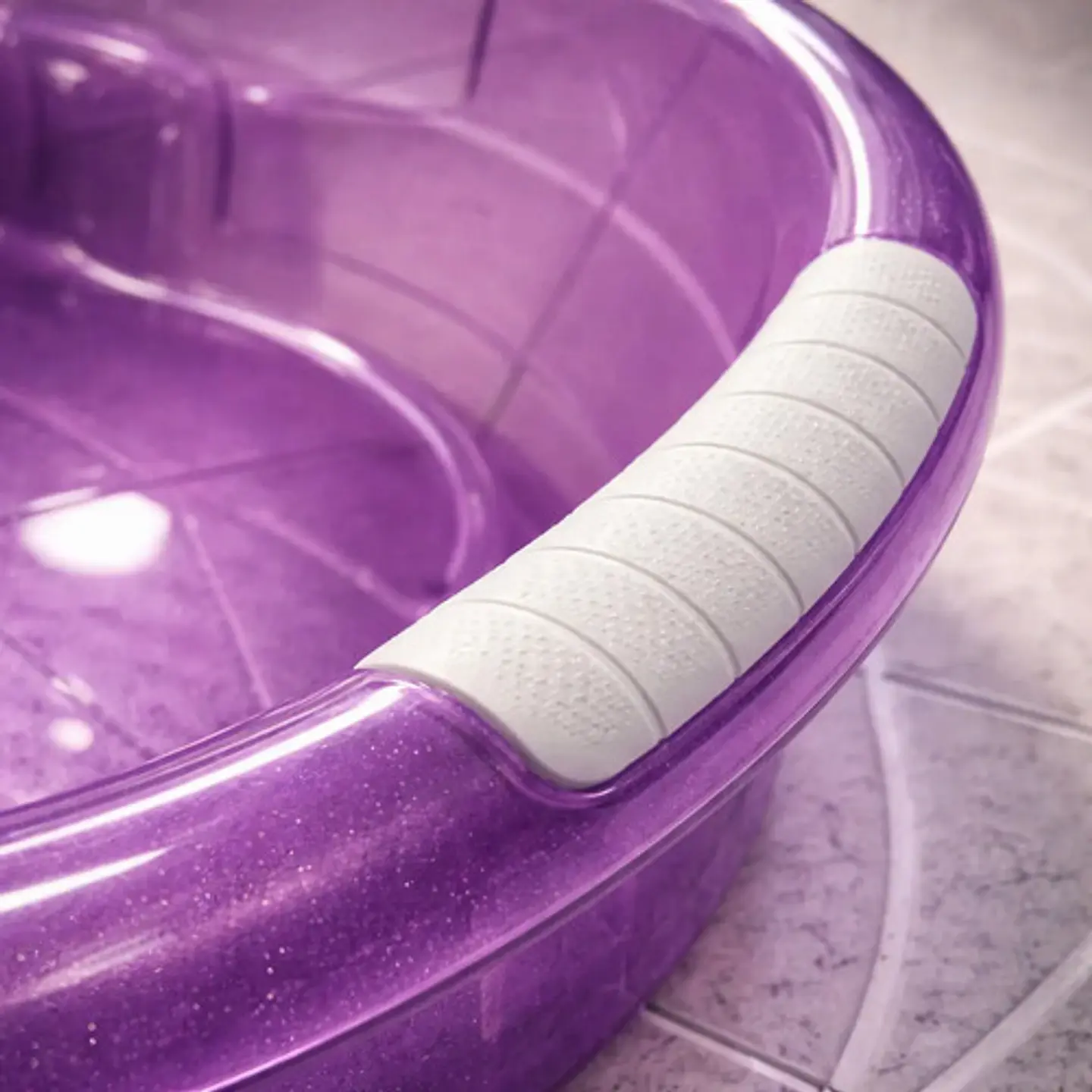 Bañera Tina Plástica Para Bebé Traslucida Agarres Laterales 3