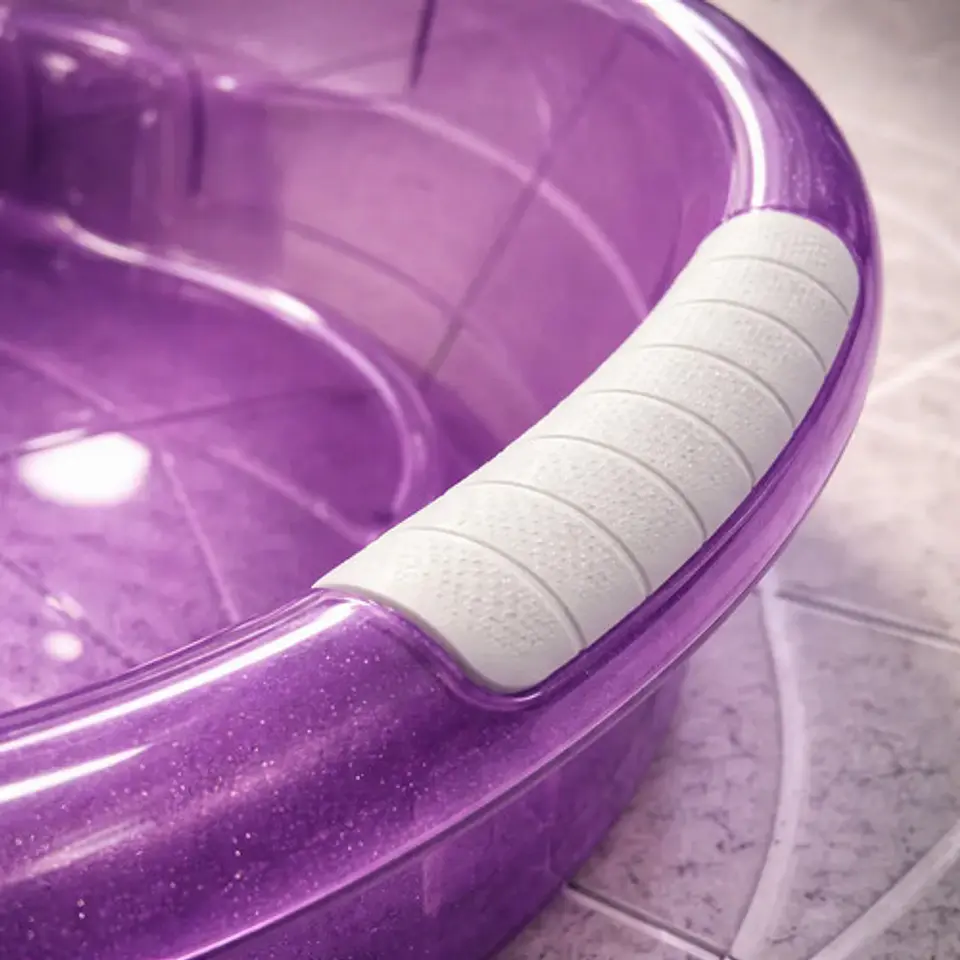 Bañera Tina Plástica Para Bebé Traslucida Agarres Laterales 3