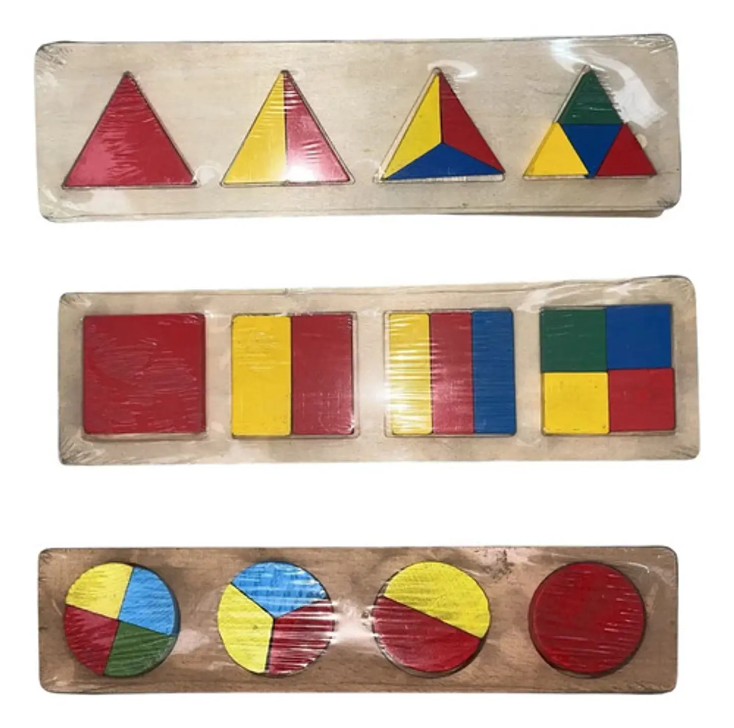 Didáctico Fracciones De Madera Formas Cubos Circulo Triangul 3