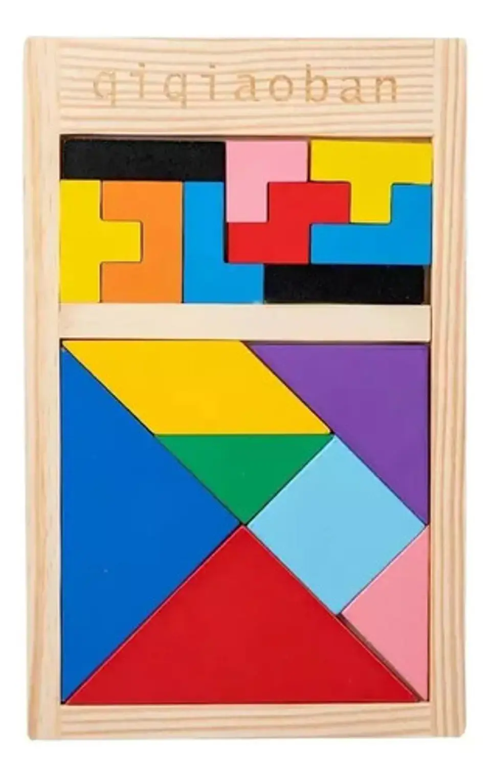 Rompecabezas De Madera Wooden Toys Tetris Y Tangram 16 Piezas Didáctico 1