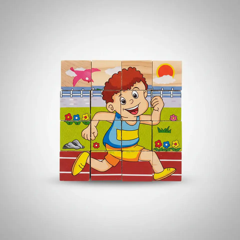 Rompecabezas 6 En 1 Juguete Didáctico Cubos En Madera Niños 3