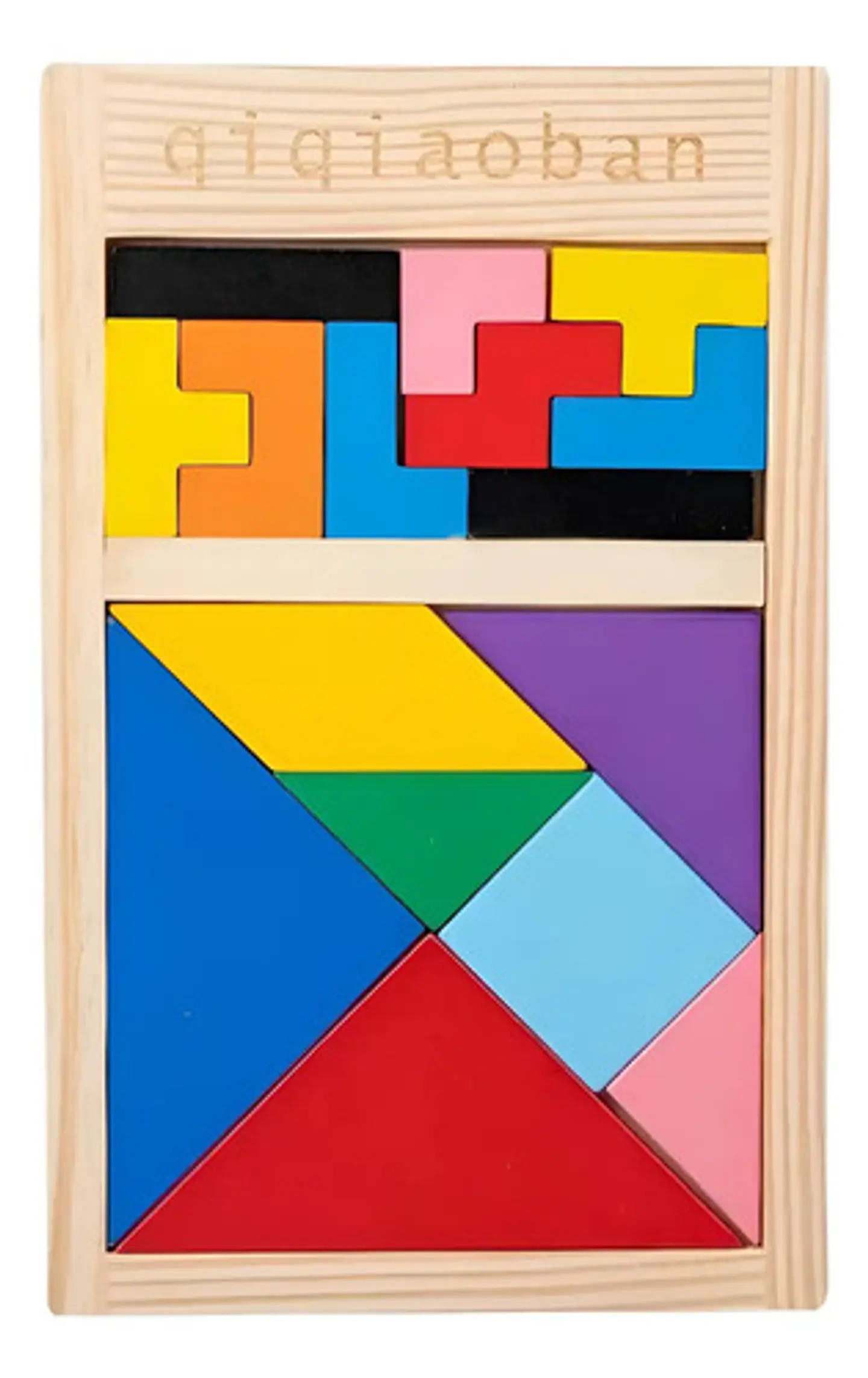 Rompecabezas De Madera Wooden Toys Tetris Y Tangram 16 Piezas Didáctico 1