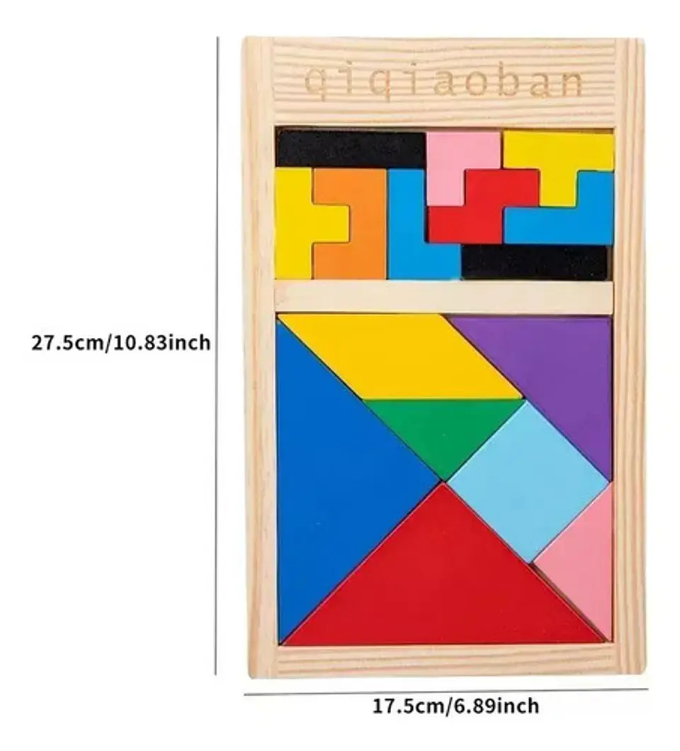 Rompecabezas De Madera Wooden Toys Tetris Y Tangram 16 Piezas Didáctico 5