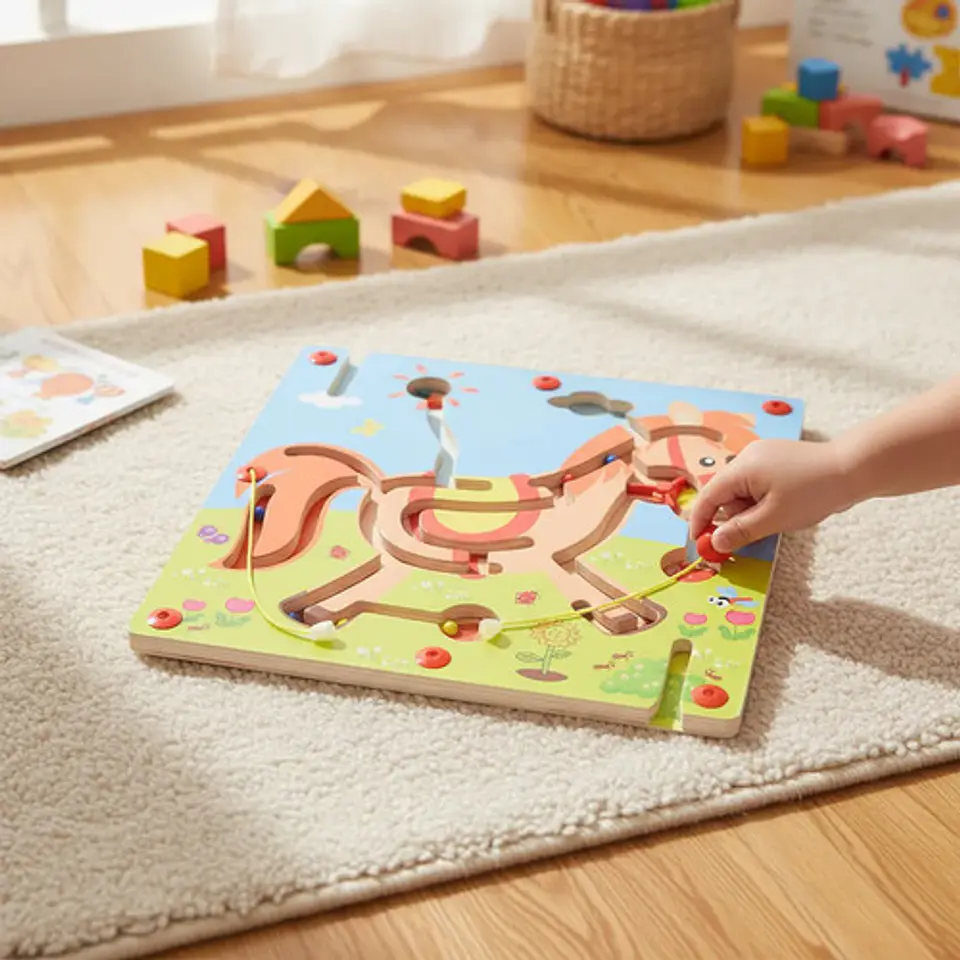 Juego Laberinto Magnetico Didactico De Madera 10