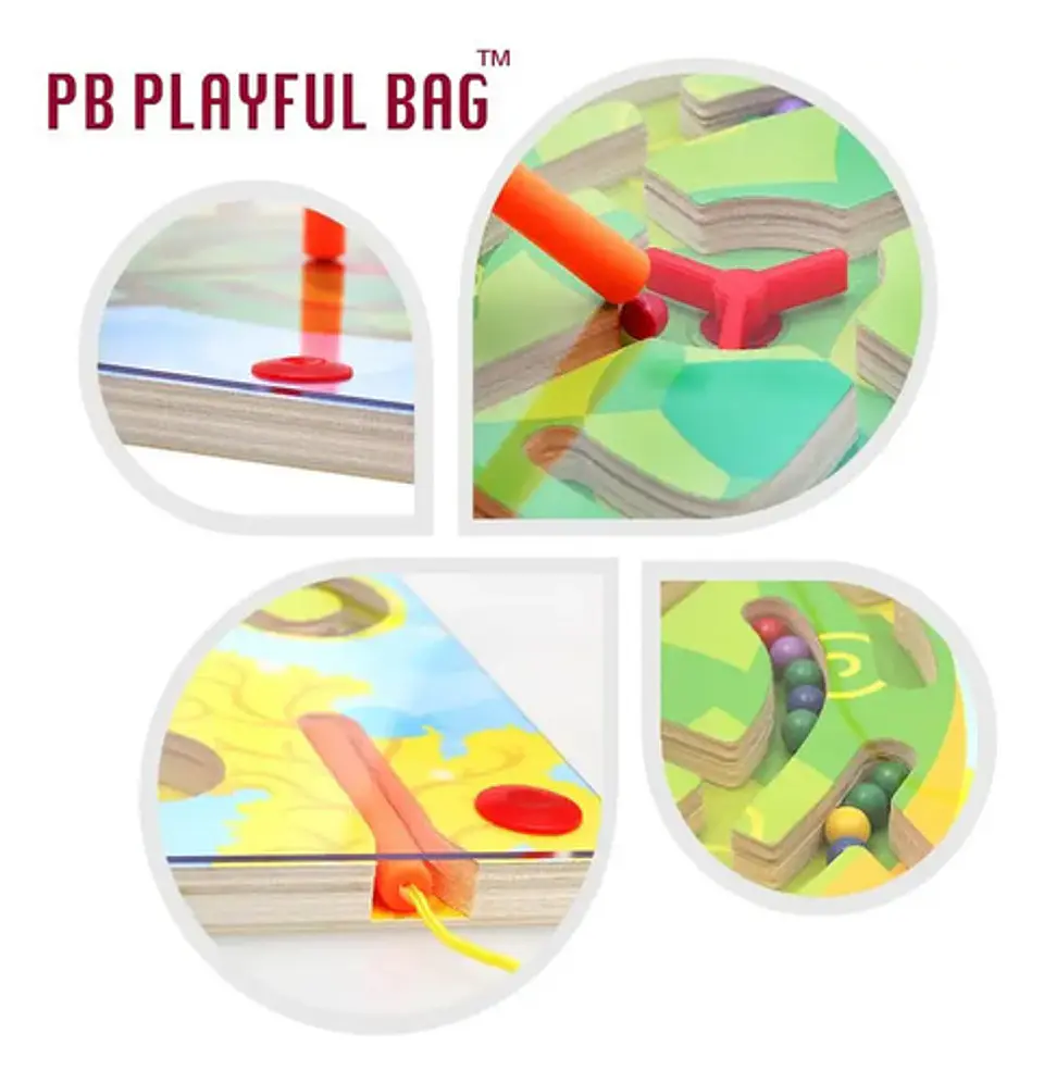 Juego Laberinto Magnetico Didactico De Madera 15