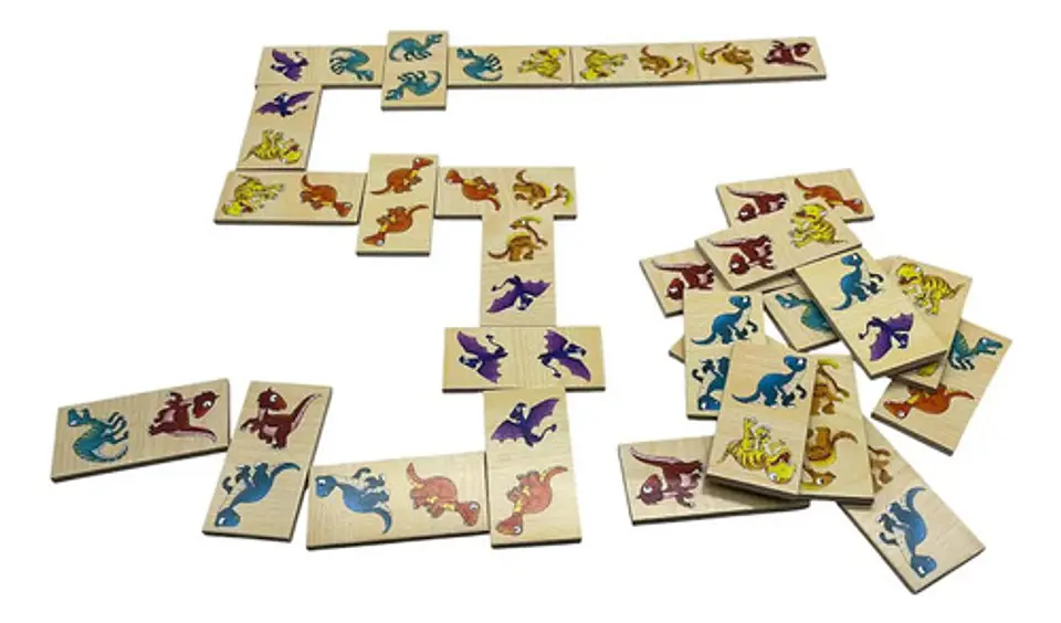 Domino En Madera Con Diseño Surtido X28 Pcs Clasico 1