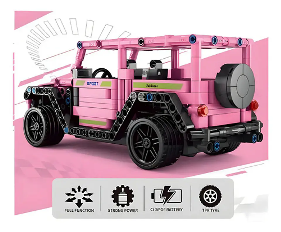 Camioneta Armable Rosa Achko 70014 Bloques Control Remoto Recargable 434 Piezas 3