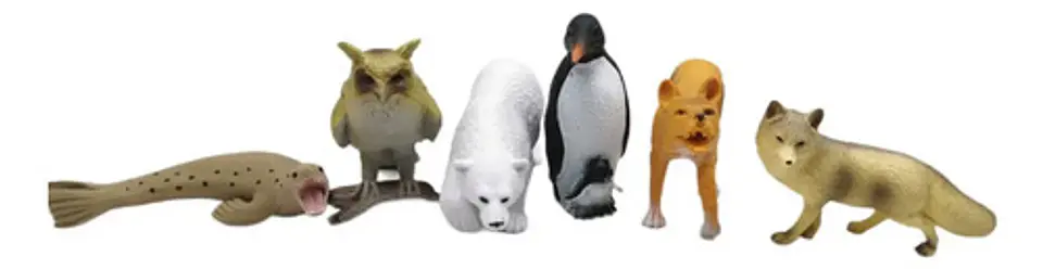 Animales X6 Macizos Fauna Bolsa Buho Plastico Pesebre 1