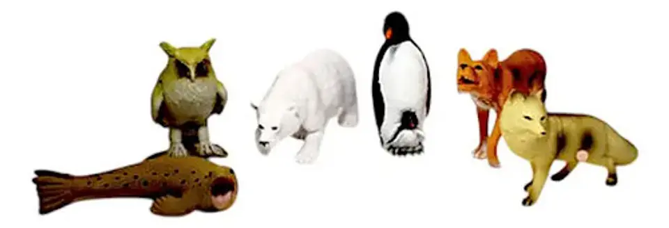 Animales X6 Macizos Fauna Bolsa Buho Plastico Pesebre 3