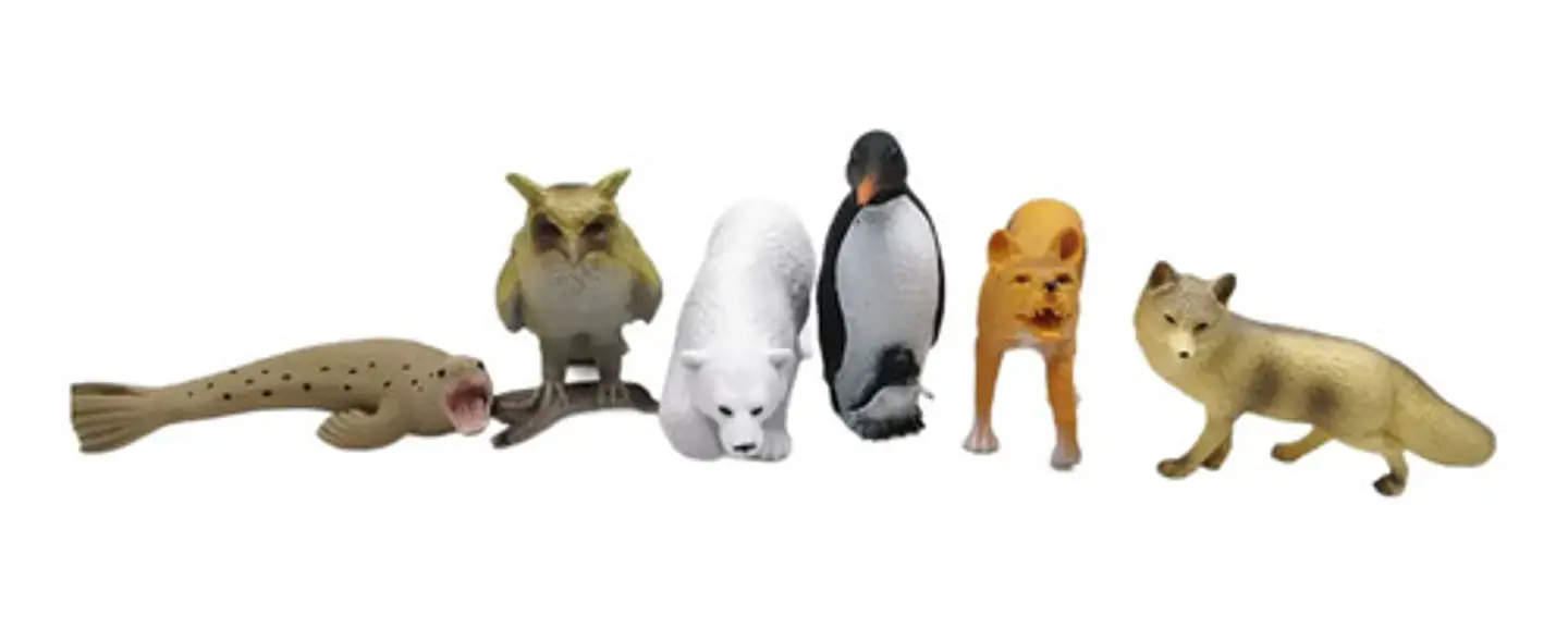 Animales X6 Macizos Fauna Bolsa Buho Plastico Pesebre 4