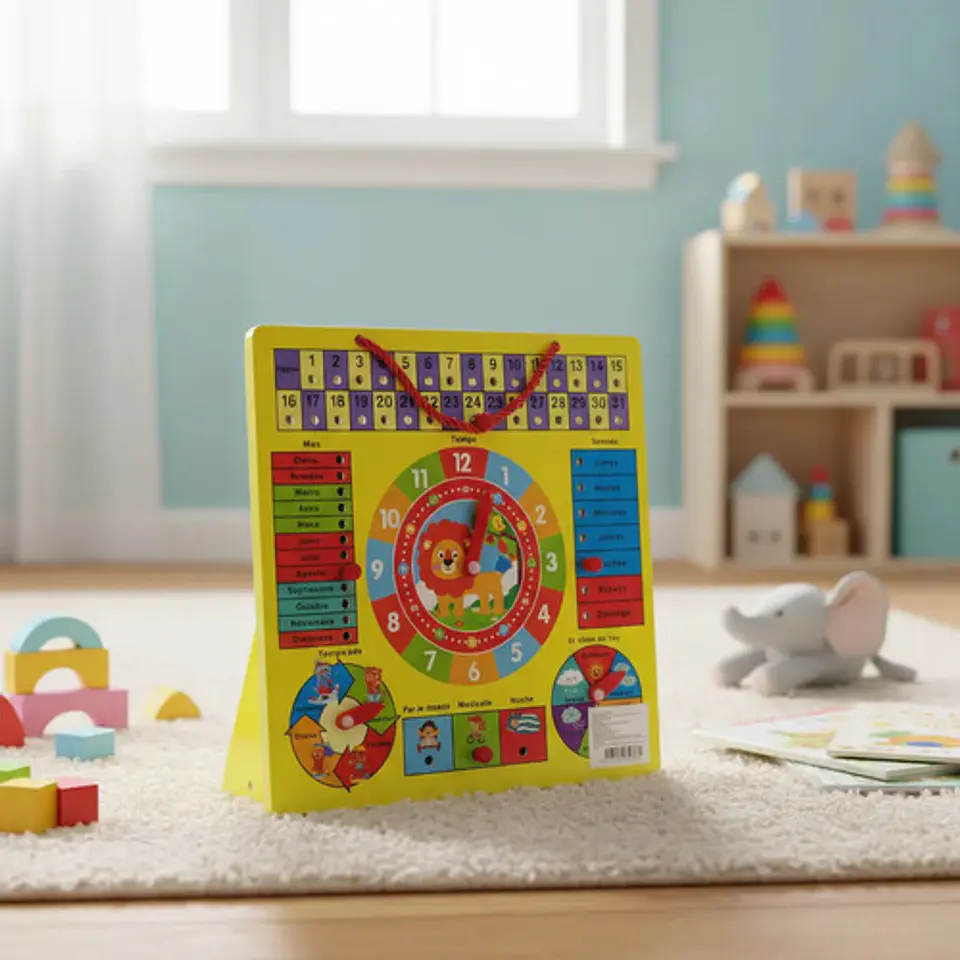 Rompecabezas Didáctico De Reloj Infantil Calendario 30x30cm 1