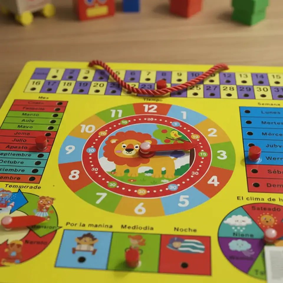 Rompecabezas Didáctico De Reloj Infantil Calendario 30x30cm 3