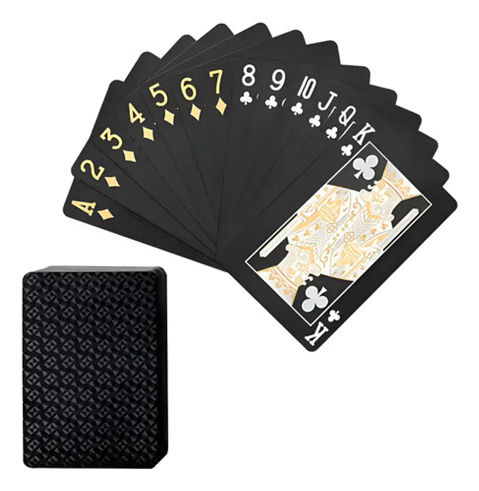 Cartas De Póker Negras Doradas Plásticas Impermeables 1