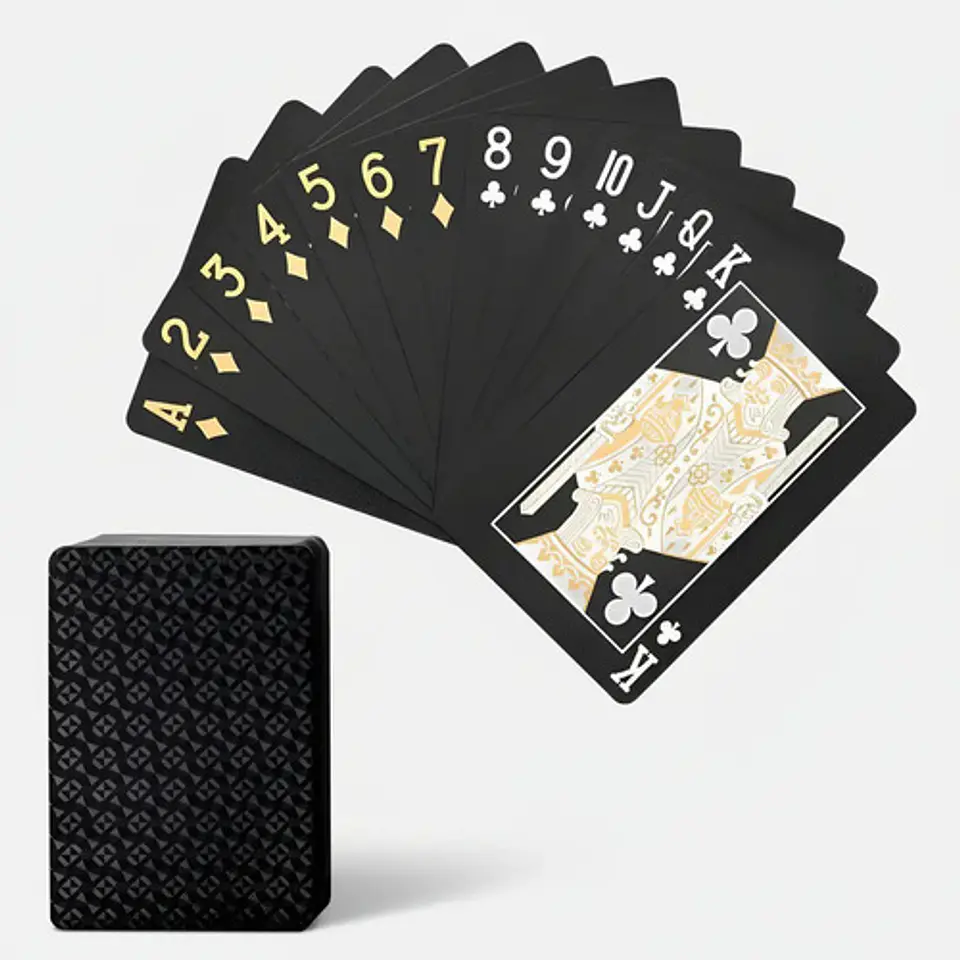 Cartas De Póker Negras Doradas Plásticas Impermeables 4