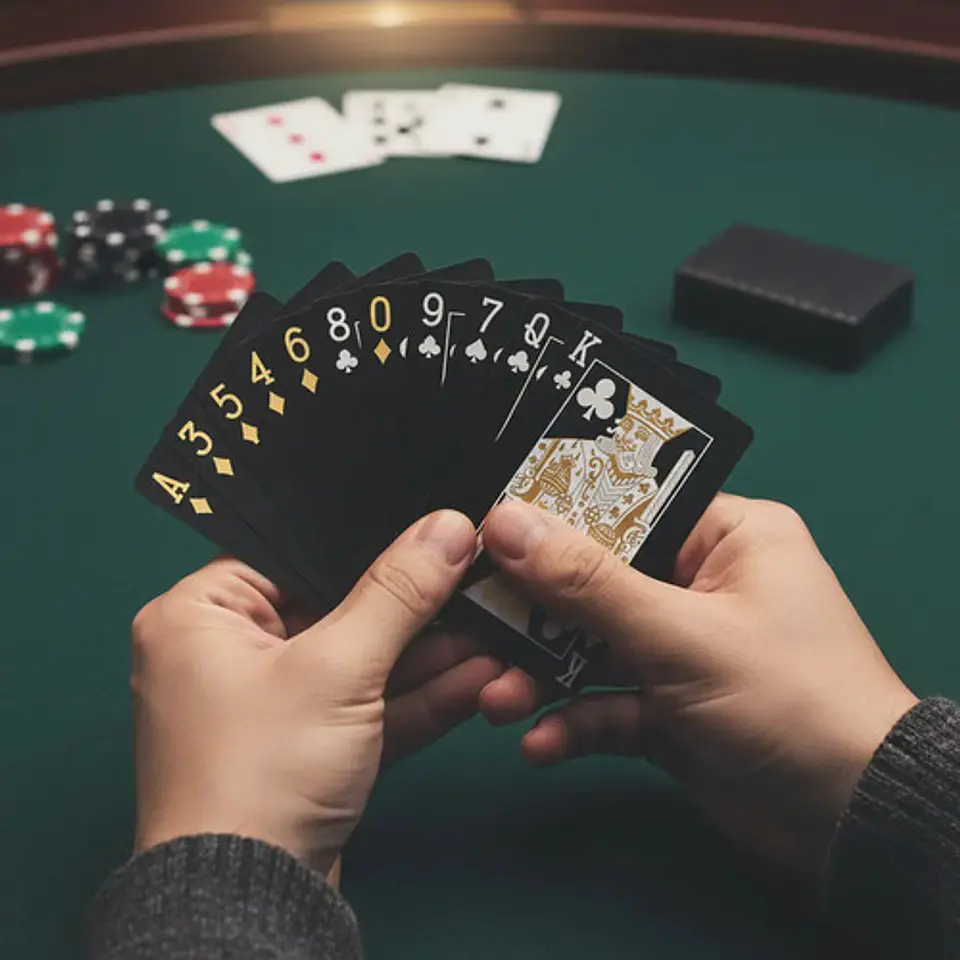 Cartas De Póker Negras Doradas Plásticas Impermeables 6