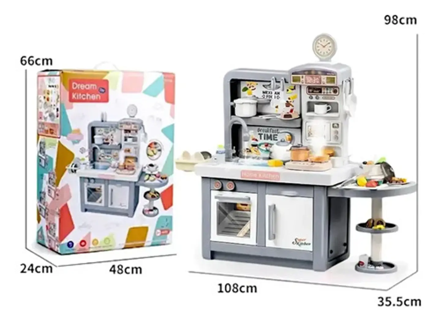 Cocina Juguete Realista Sonido Luz Vapor Agua Niños 95 Alto Color Gris 2
