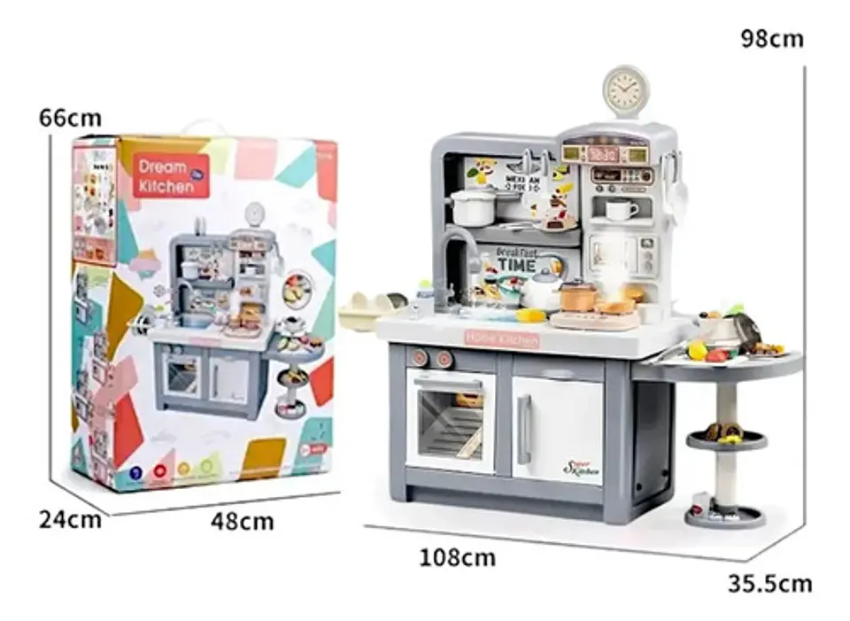 Cocina Juguete Realista Sonido Luz Vapor Agua Niños 95 Alto Color Gris 2