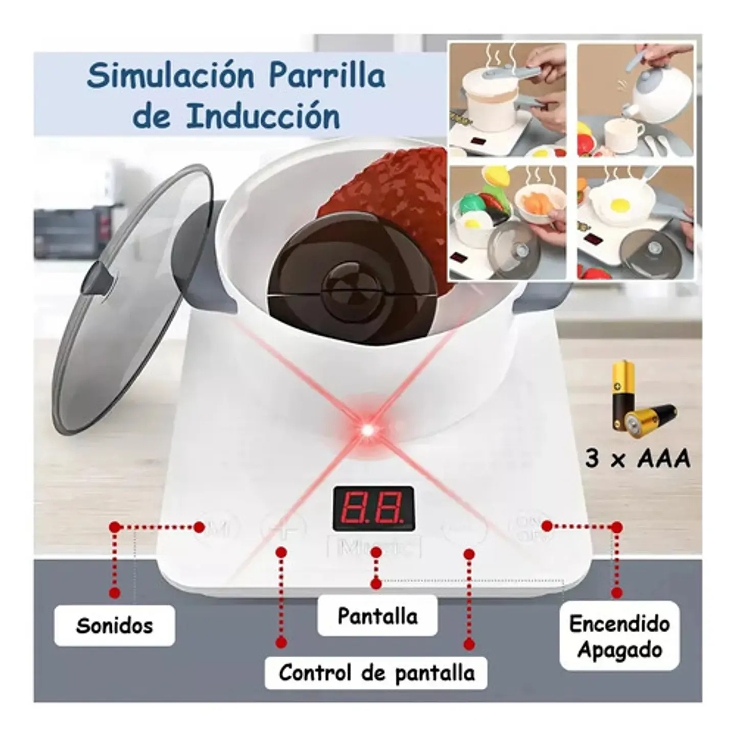 Cocina Juguete Realista Sonido Luz Vapor Agua Niños 95 Alto Color Gris 6
