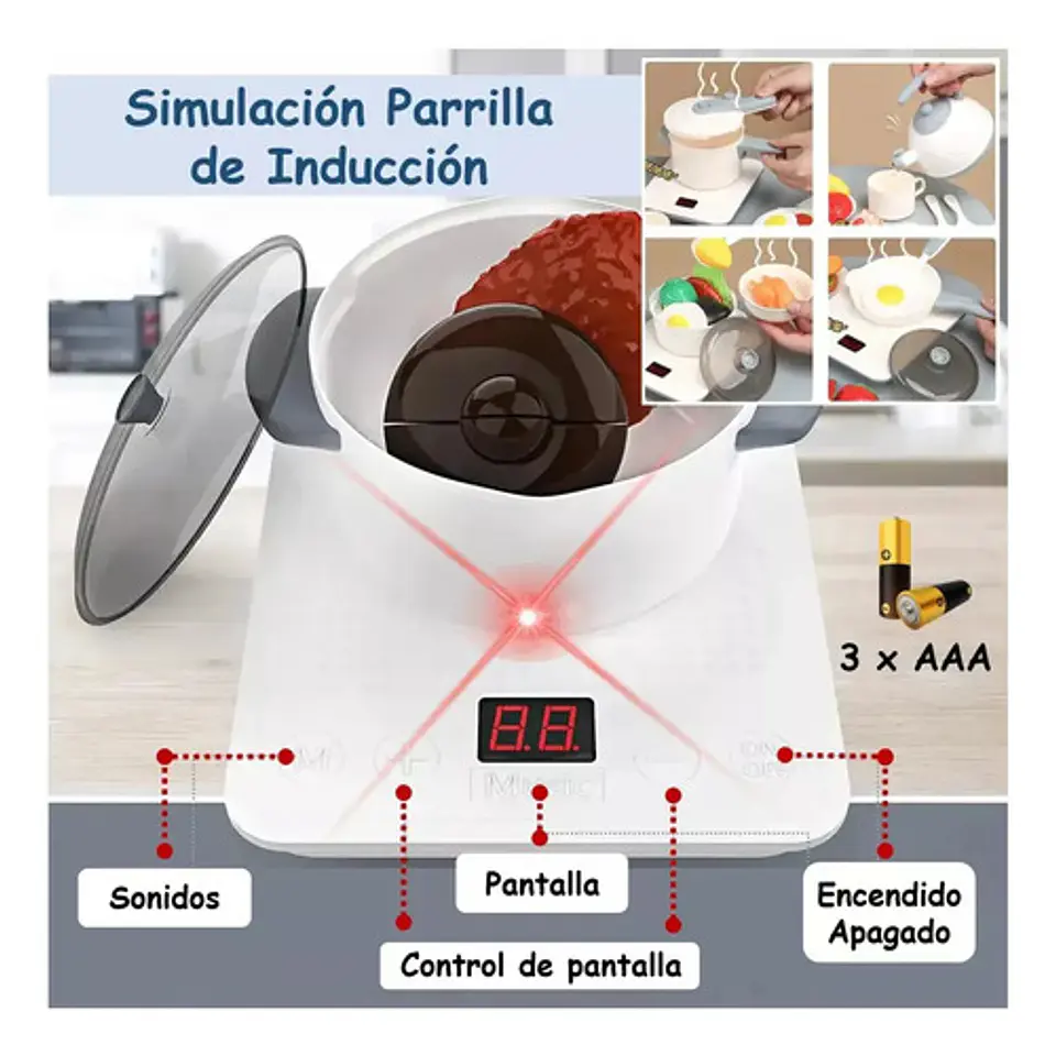 Cocina Juguete Realista Sonido Luz Vapor Agua Niños 95 Alto Color Gris 6